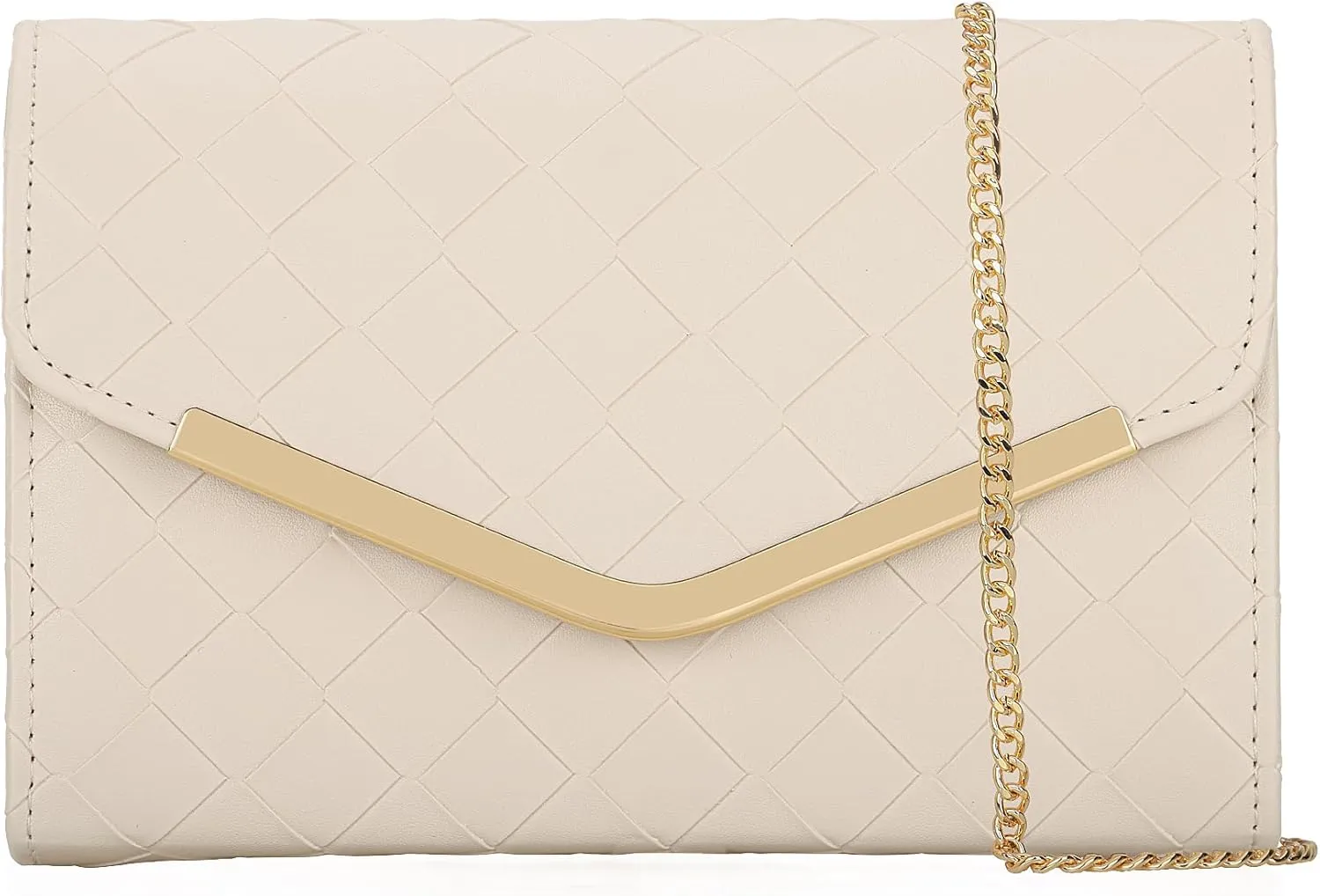 Womens Woven Evening Bag Faux Leather Crossbody Clutch Purse Envelope Handbag for Wedding Prom Party