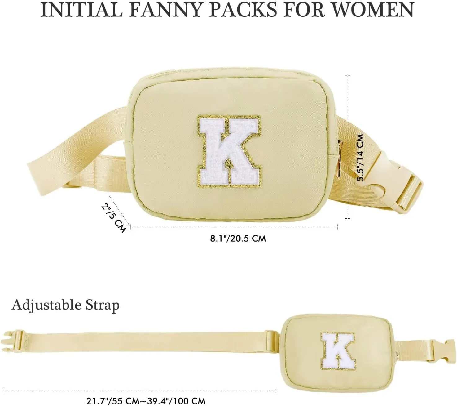 YOOLIFE Birthday Gifts for Women - 30th 40th 50th 60th 70th Birthday Gifts for Mom Daughter Her Friend Sister Girlfriend, Personalized Gifts Christmas Gifts, Initial Belt Bag Crossbody Bags, Khaki S